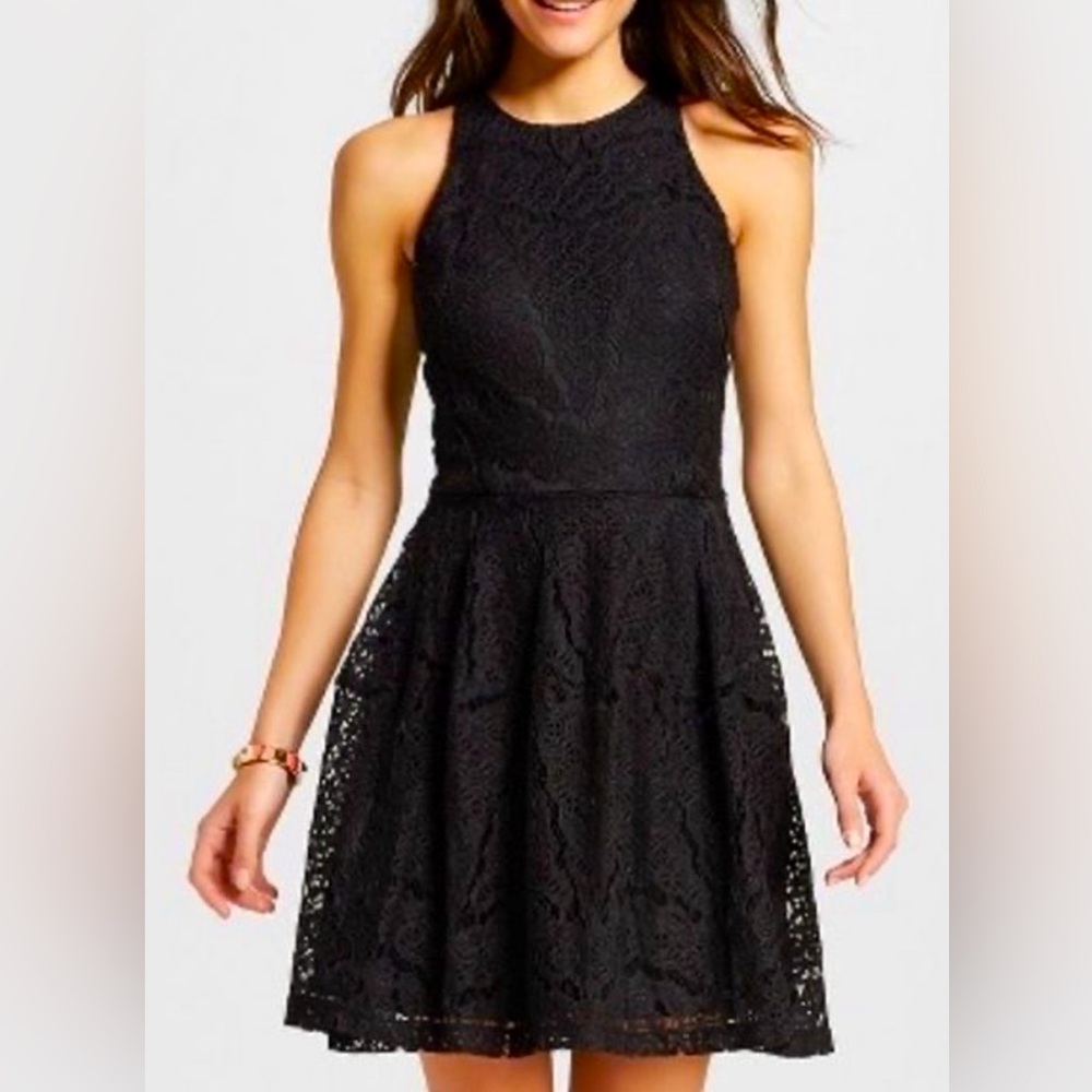 Mossimo Black Lace Skater Holiday Party Cocktail Dress XS